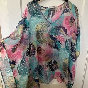 Adrienne Multicolor Leaf Print Kaftan